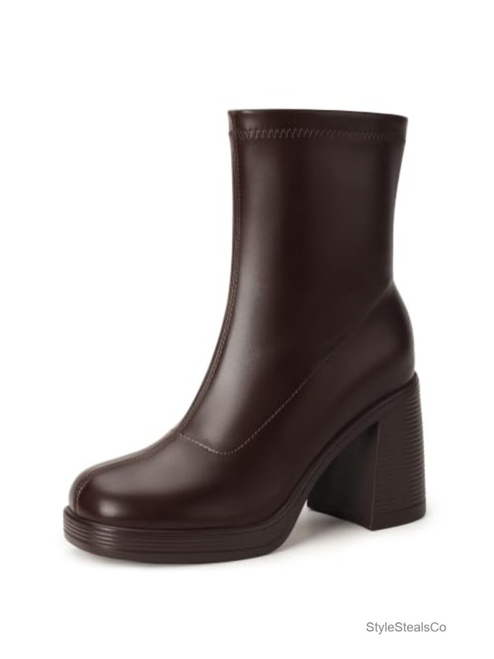 Platform Gogo Ankle Boots Chunky Heel Square Toe